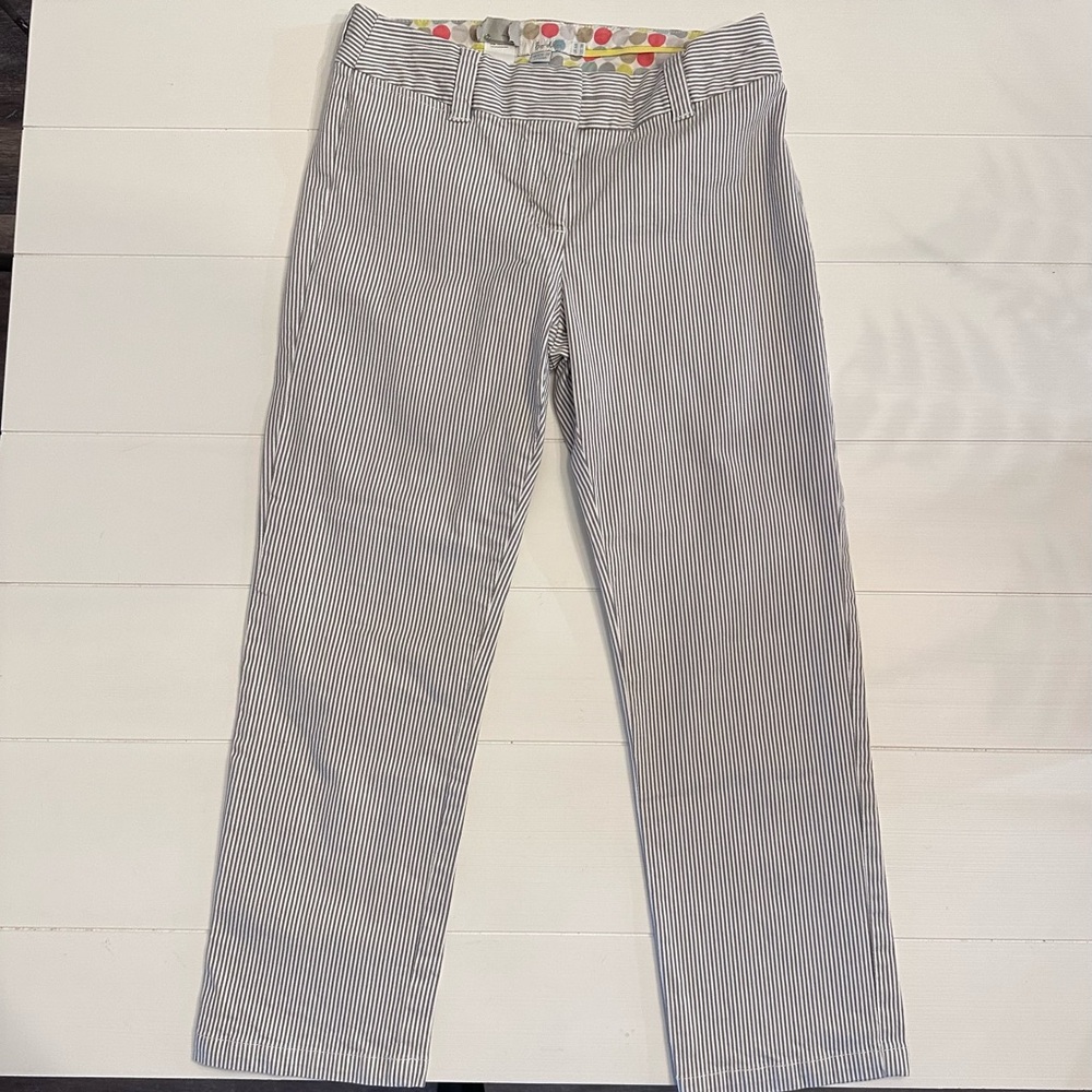 Boden Grey and White Striped Pants